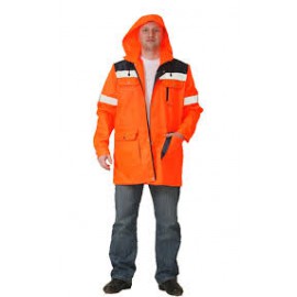 Куртка "МАГИСТРАЛЬ-ДОРОЖНИК" удлиненная оранжевая с темно-синей отделкой и СОП